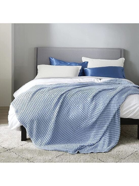 Spuly Other - COTTON Waffle Weave Bamboo Blanket King Size Navy Soft Lightweight Bed Blanket